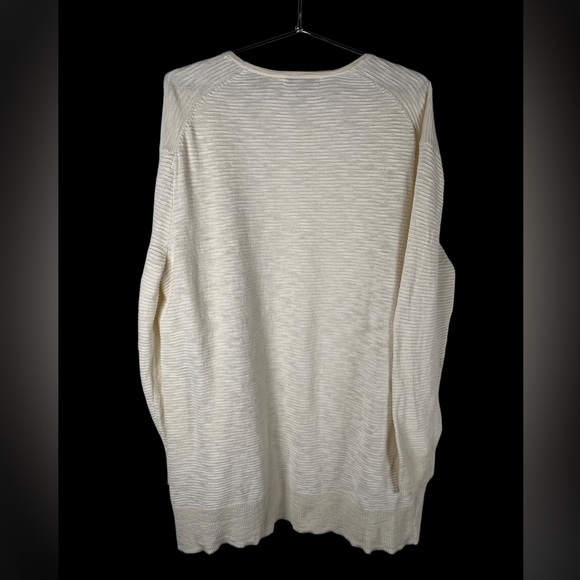 Madewell Ryder sweater lightweight stripe front pockets open cardigan ivory - Picture 5 of 6